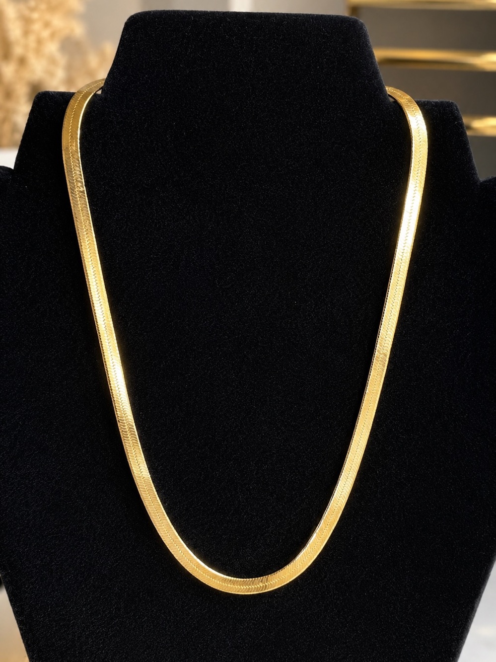 Elegant Gold  plated Herringbone Necklace for Women